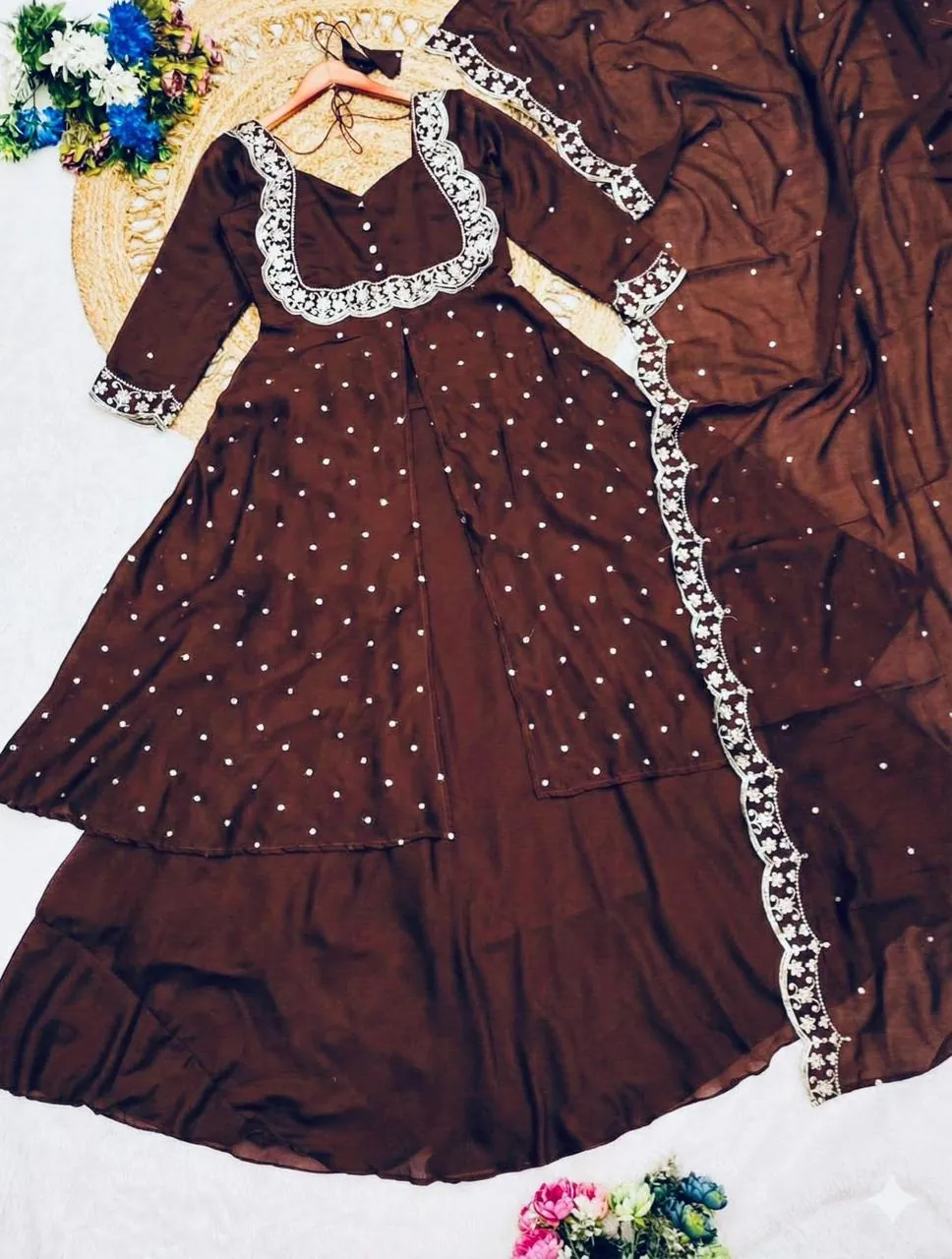 Chocolate Embroidered Anarkali Suit
