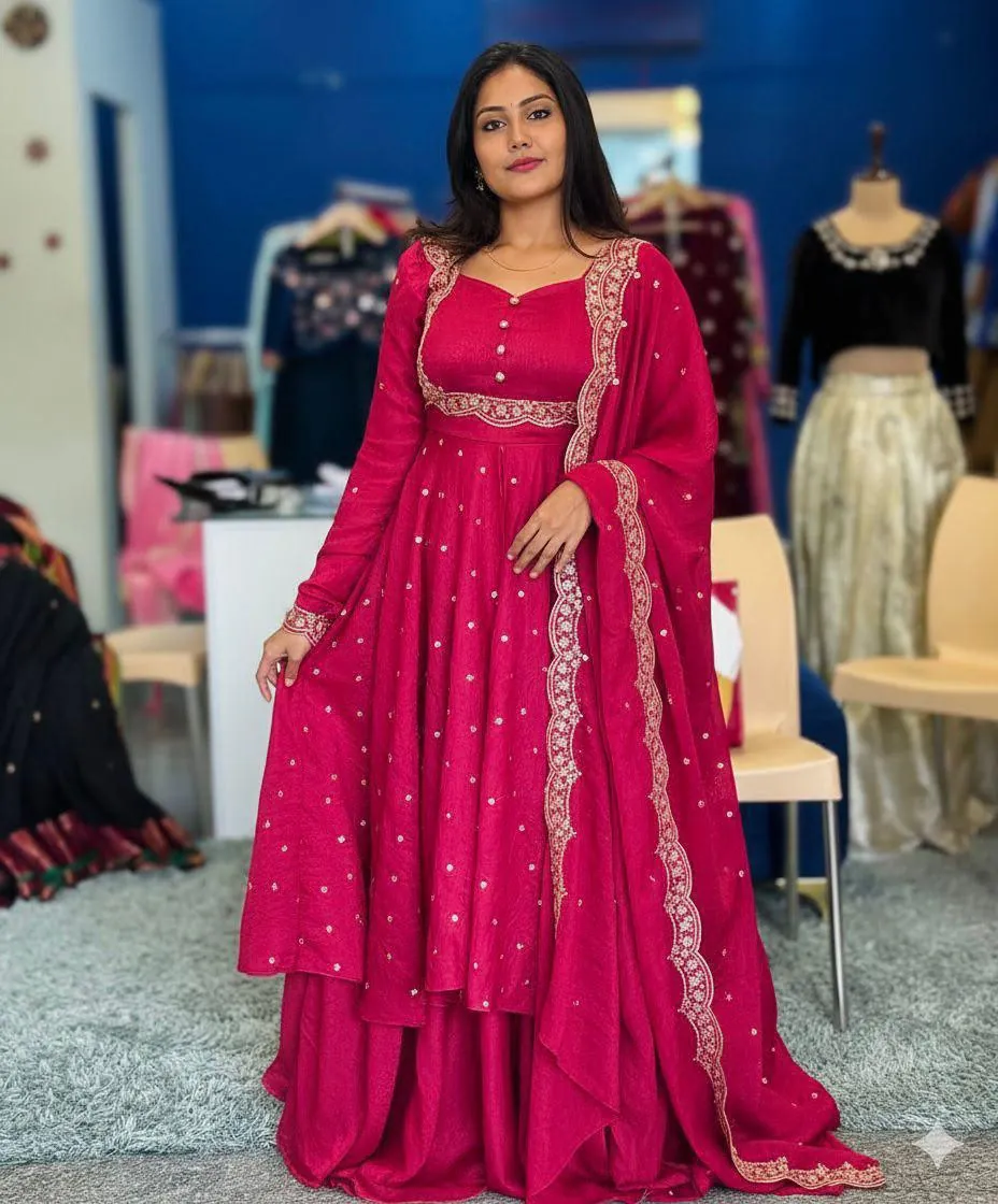 Fuchsia Embroidered Anarkali Suit