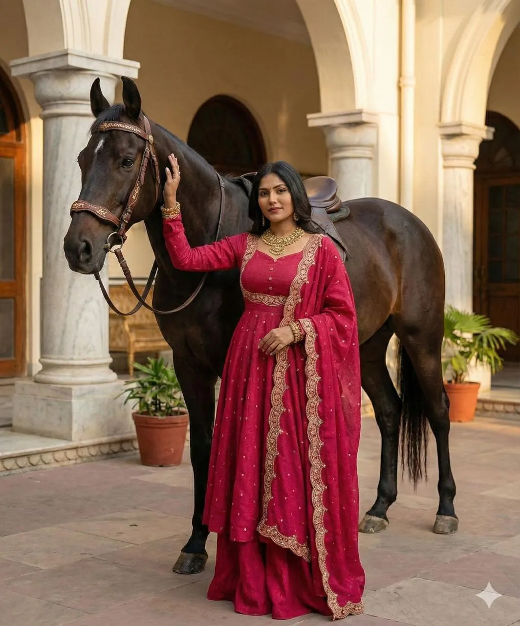 Fuchsia Embroidered Anarkali Suit