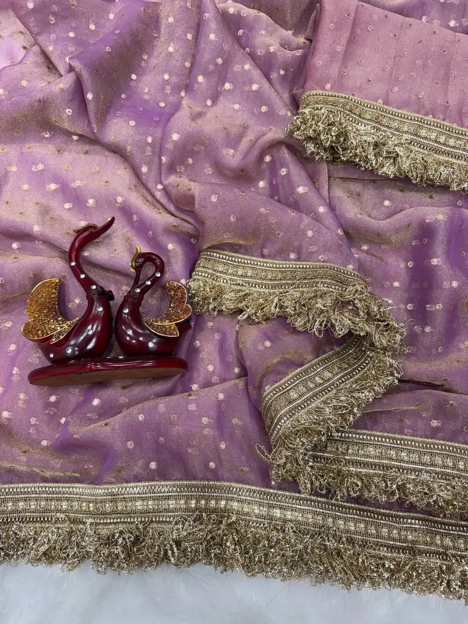 Lilac Tissue Fringe Saree