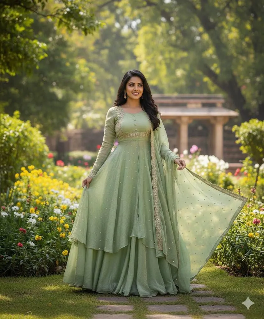 Mint Embroidered Anarkali Suit