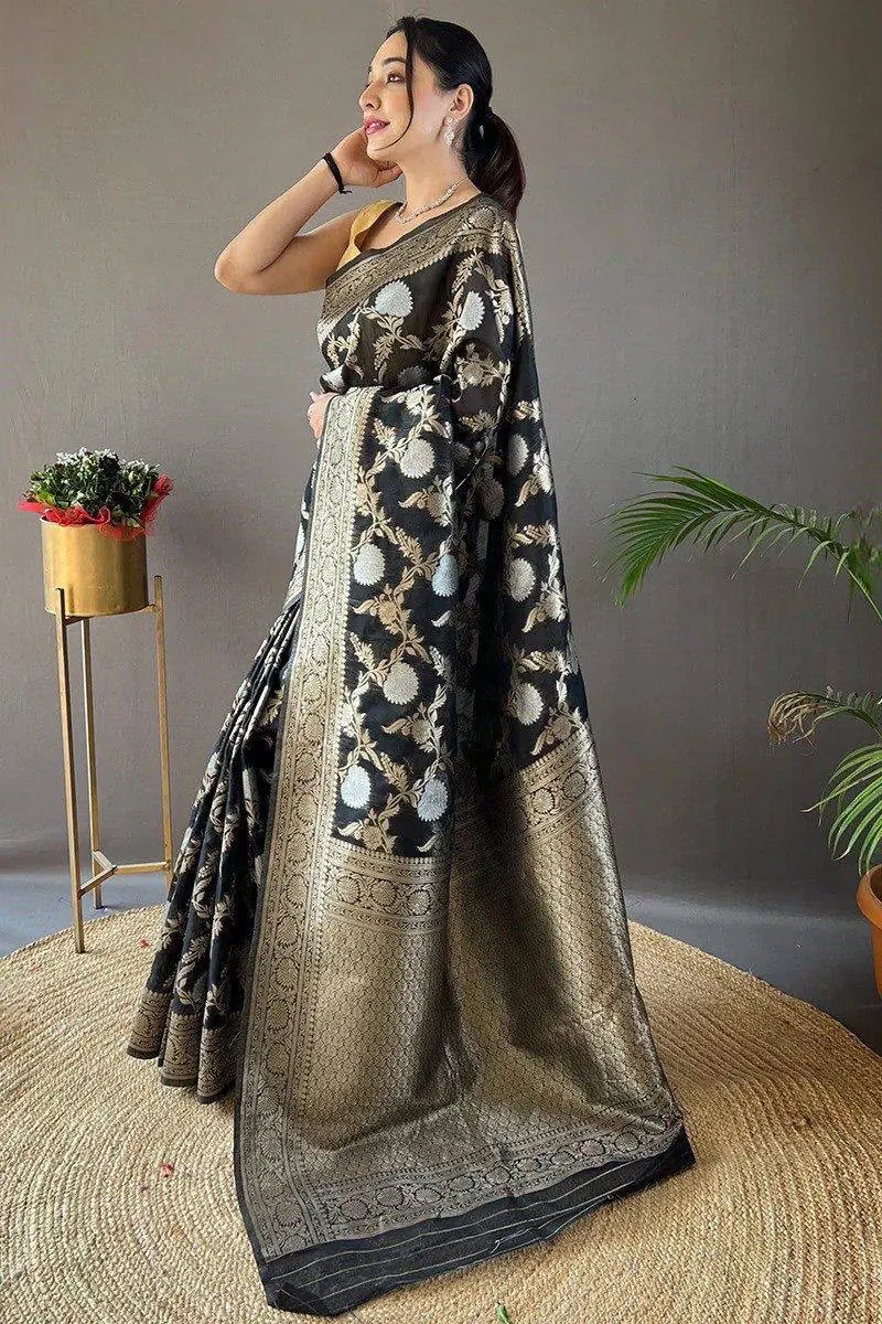 Noir Banarasi Silk Saree