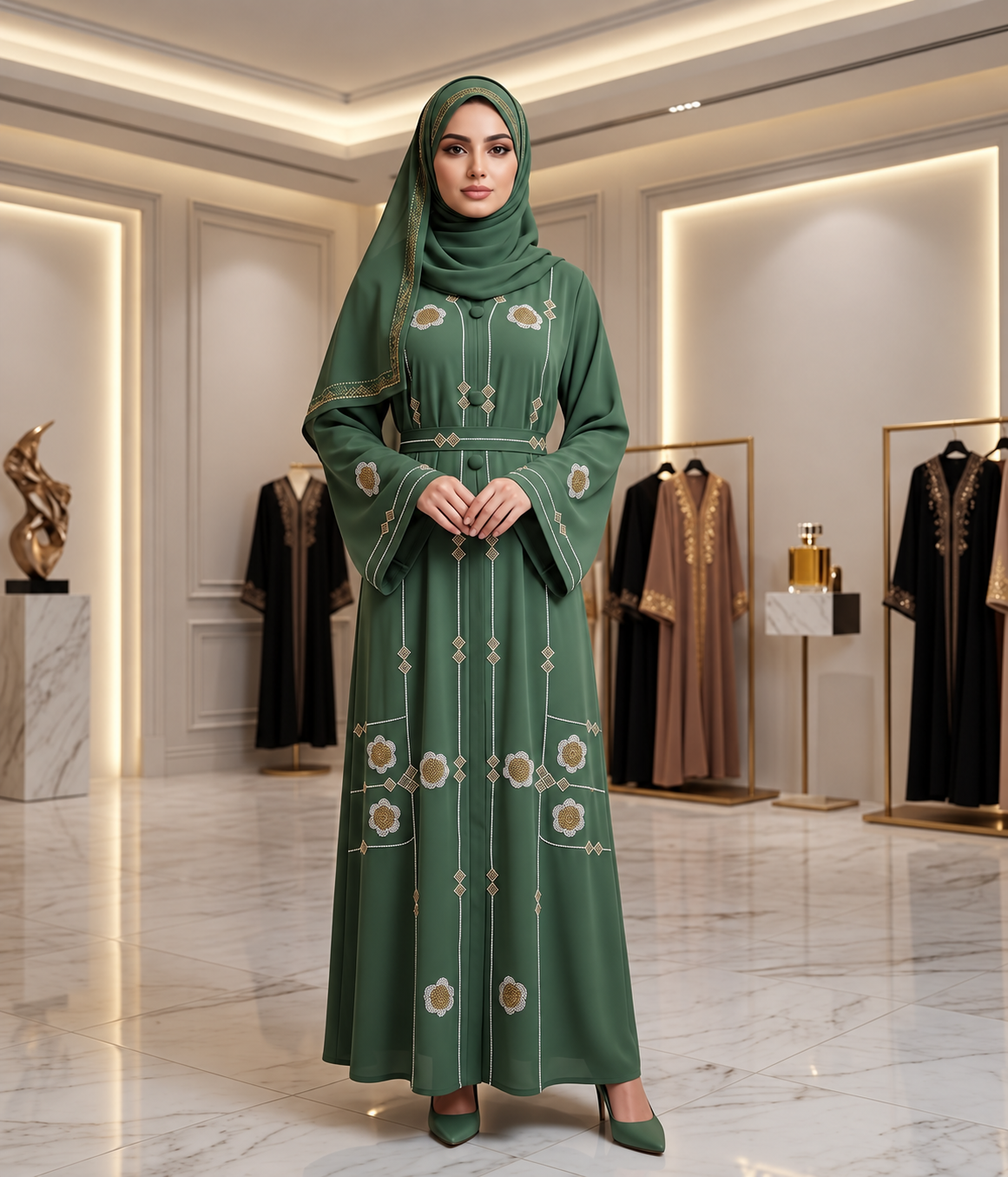 Forest Embroidered Abaya